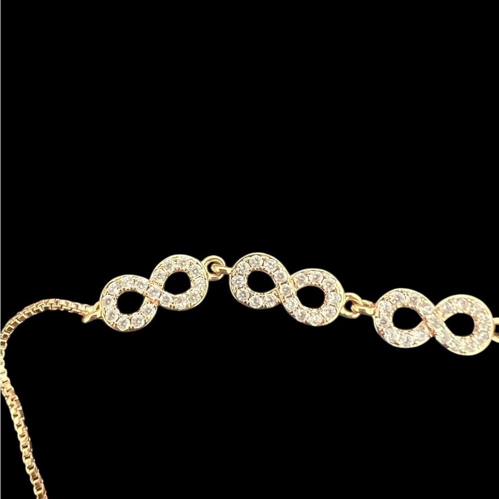💘18k rose gold plated adjustable bracelet with infinity charms - Picture 2 of 4